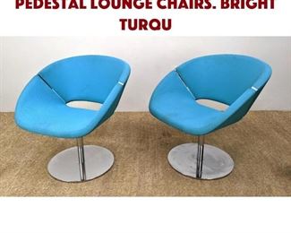 Lot 1324 Pr DAVIS FURNITURE Pedestal Lounge Chairs. Bright Turqu
