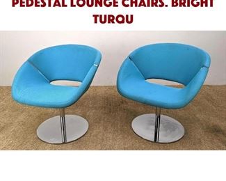Lot 1326 Pr DAVIS FURNITURE Pedestal Lounge Chairs. Bright Turqu
