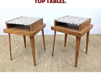Lot 1328 Pair 50s Modern Tile Top Tables.