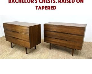 Lot 1330 Pr American Walnut Bachelor s Chests. Raised on Tapered