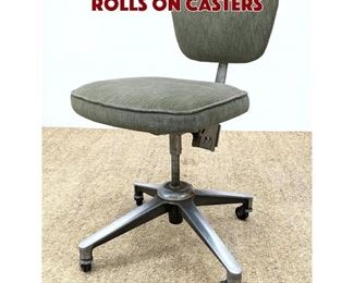 Lot 1342 Metal Desk Office Chair. Rolls on casters