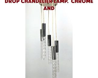 Lot 1346 Mid Century Modern 5 Drop Chandelier Lamp. Chrome and