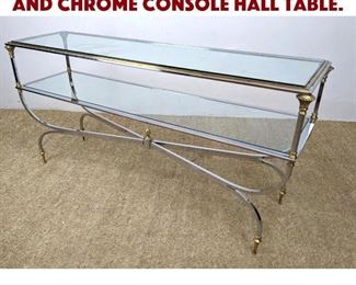 Lot 1352 Nice Regency Style Brass and Chrome Console Hall Table.