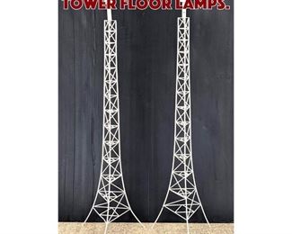 Lot 1360 Pair Painted white Eiffel Tower Floor Lamps. 