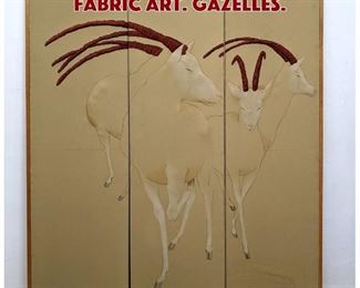 Lot 1362 RON FRITTS 3 Panel Folding Fabric Art. Gazelles. 