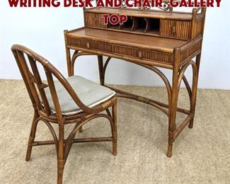 Lot 1363 Bentwood and Rattan Writing Desk and Chair. Gallery Top
