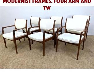 Lot 1383 Set 6 Dining Chairs. Modernist Frames. Four Arm and Tw