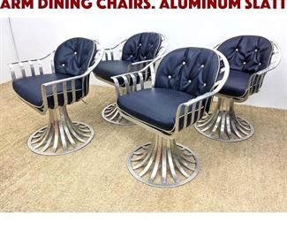 Lot 1395 Set 4 RUSSELL WOODARD Arm Dining Chairs. Aluminum slatt