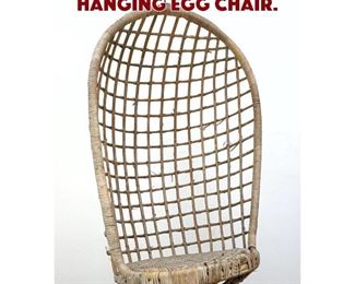 Lot 1402 Worn Rattan Wicker Hanging Egg Chair. 
