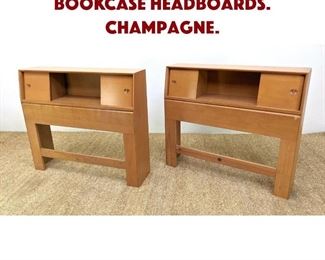 Lot 1404 Pair HEYWOOD WAKEFIELD Bookcase Headboards. Champagne. 