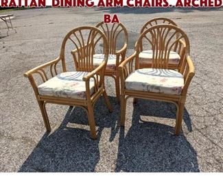 Lot 1419 Set 4 BROWN JORDAN Rattan Dining Arm Chairs. Arched ba