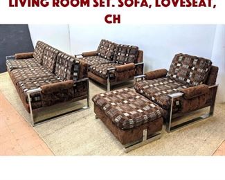 Lot 1425 4pcs Baughman Style Living Room Set. Sofa, loveseat, ch