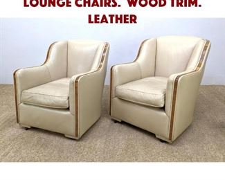Lot 1431 Pair French Art Deco Lounge Chairs. Wood Trim. Leather