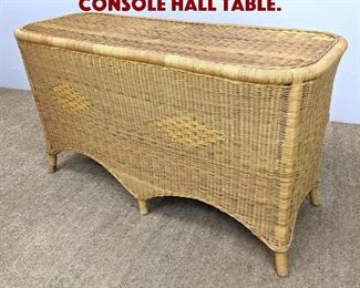 Lot 1432 Wrapped Rattan Wicker Console Hall Table. 