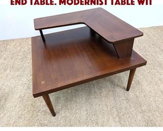 Lot 1441 Stepped Double Tier Side End Table. Modernist Table wit