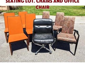Lot 1470 Mid Century Modern Seating Lot. Chairs and Office Chair