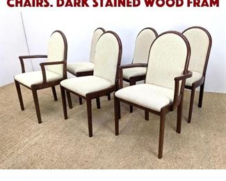 Lot 1473 Set 6 Arched Back Dining Chairs. Dark Stained Wood Fram
