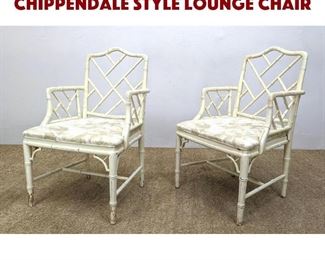Lot 1476 Pr Cream Lacquered Asian Chippendale style Lounge Chair
