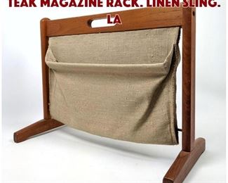 Lot 1489 FURBO Danish Modern Teak Magazine Rack. Linen Sling. La