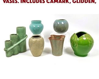 Lot 1491 6pc MCM Glazed Pottery Vases. Includes CAMARK, GLIDDEN,