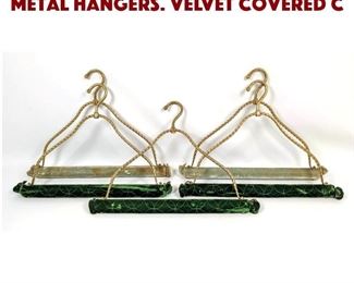 Lot 1493 5pc Modernist Gold tone metal hangers. Velvet covered C