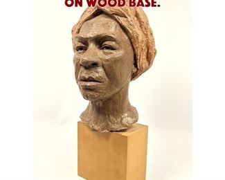 Lot 1500 Pottery Bust Sculpture on Wood Base.