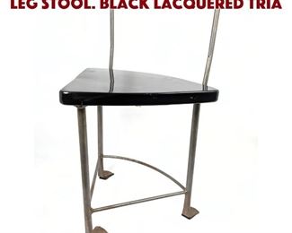 Lot 1505 Contemporary Three Iron Leg Stool. Black Lacquered tria