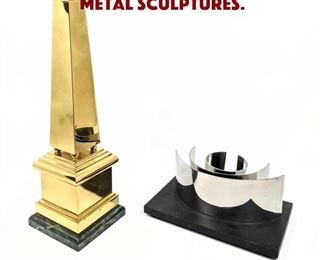 Lot 1508 2pcs Mid Century Modern Metal Sculptures. 