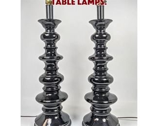 Lot 1516 Pair Tall Black Glazed Table Lamps. 