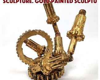 Lot 1531 Industrial Welded Metal Sculpture. Gold Painted Sculptu