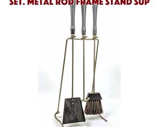 Lot 1545 Modernist Fireplace Tool Set. Metal Rod Frame stand sup