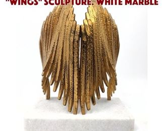 Lot 1544 Modernist Welded Metal Wings Sculpture. White Marble 