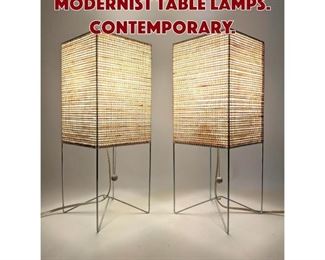 Lot 1550 Pr Metal Rod Frame Modernist Table Lamps. Contemporary.