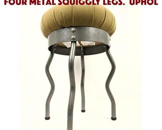 Lot 1555 PER IVAR LeDANG Stool. Four metal squiggly legs. Uphol