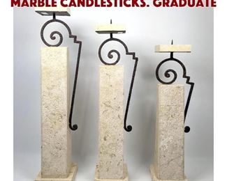 Lot 1563 3pc CASA BIQUE Travertine Marble Candlesticks. Graduate
