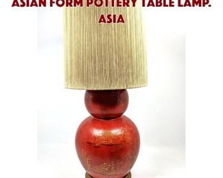 Lot 1567 Mid Century Modern Asian Form Pottery Table Lamp. Asia