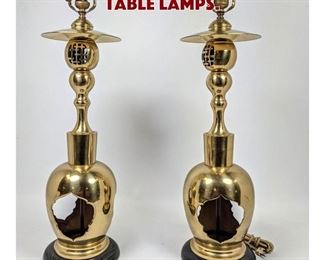 Lot 1568 Pair Asian Style Brass Table Lamps. 