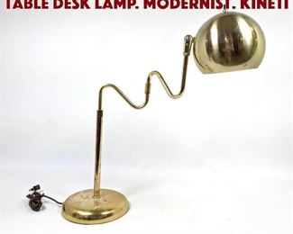 Lot 1570 Gold Tone Ball Shade Table Desk Lamp. Modernist. Kineti