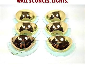 Lot 1573 Set 5 Brass and Acrylic Wall Sconces. Lights. 