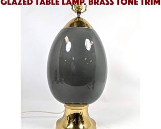 Lot 1580 Modernist Ovoid Form Glazed Table Lamp. Brass Tone Trim