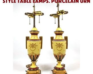 Lot 1581 Pr Decorative Regency style Table Lamps. Porcelain Urn 
