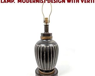 Lot 1583 Glazed Pottery Table Lamp. Modernist Design with verti