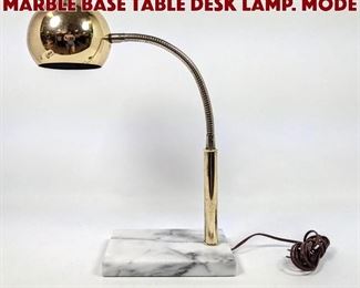 Lot 1584 Gold Tone Ball Shade Marble Base Table Desk Lamp. Mode