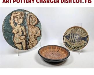 Lot 1585 3pc Modernist Ceramic Art Pottery Charger Dish Lot. Fis
