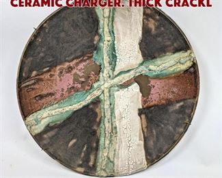 Lot 1588 Signed and dated 84 Large Ceramic Charger. Thick crackl