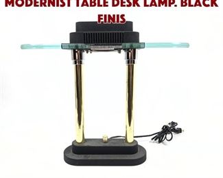 Lot 1595 Brass Tube Glass Modernist Table Desk Lamp. Black finis