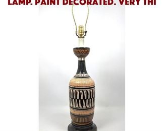 Lot 1596 Modernist Pottery Table Lamp. Paint decorated. Very thi