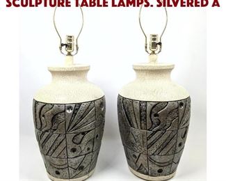 Lot 1597 Pr Decorative Plaster Sculpture Table Lamps. Silvered A