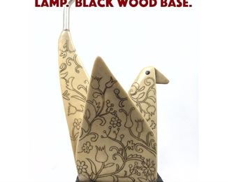 Lot 1598 Resin Origami style Bird lamp. Black wood base. 
