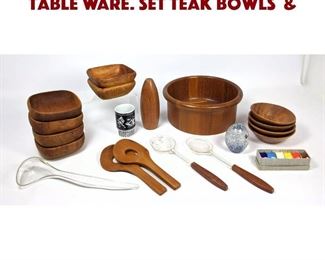 Lot 1603 20pc Table Lot Assorted Table Ware. Set Teak Bowls 